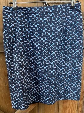 Halogen Navy Skirt with Light Blue Micro-Print